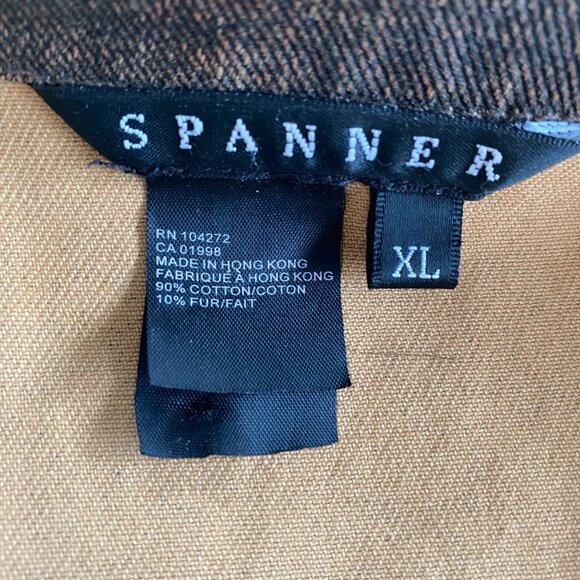 Spanner Rustic Brown Denim & Rabbit Fur Trim Vest SZ XL - Picture 7 of 12